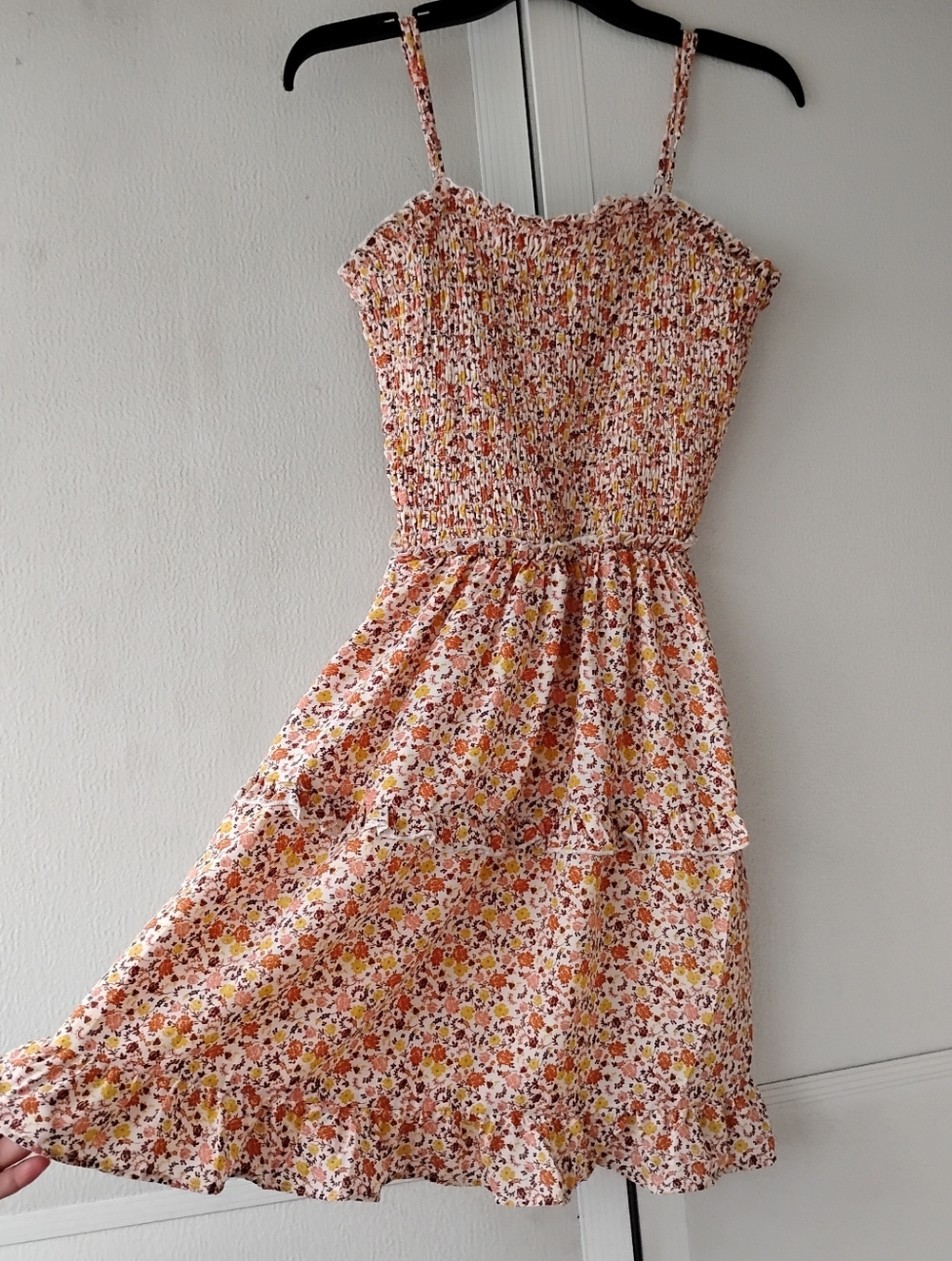 Jessica Simpson Pink and Yellow Floral Smocked Mini Dress